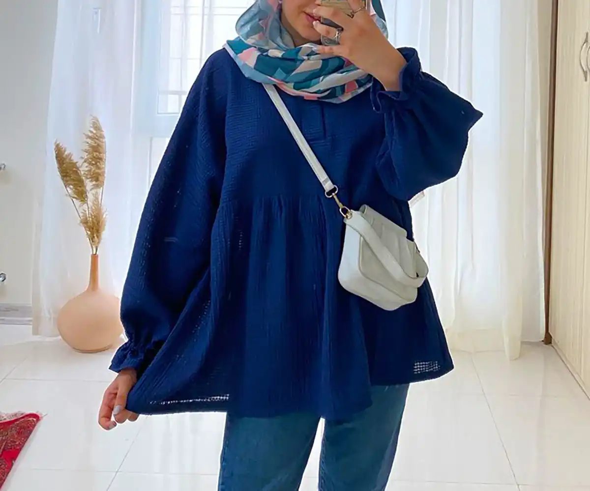 مانتو آبی کوتاه شیک