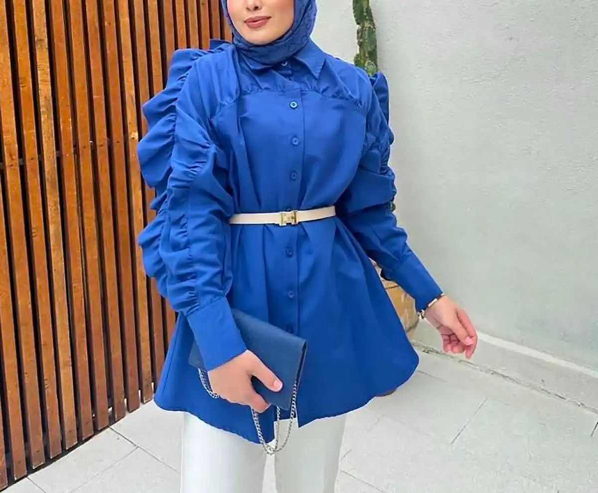 مانتو آبی کوتاه شیک