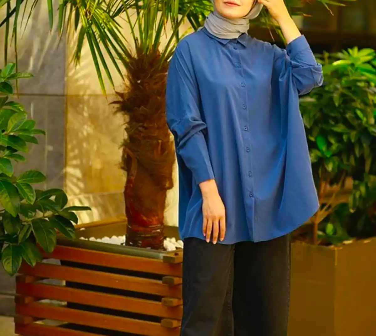 مانتو آبی کوتاه شیک