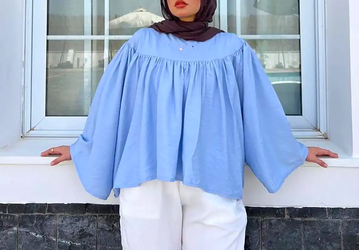 مانتو آبی کوتاه شیک