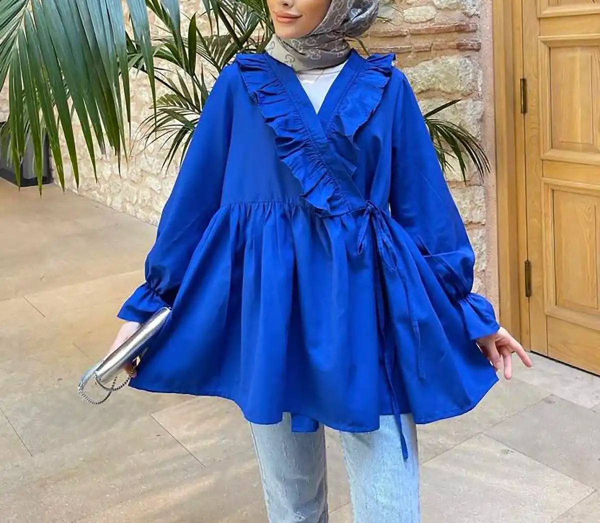 مانتو آبی کوتاه شیک