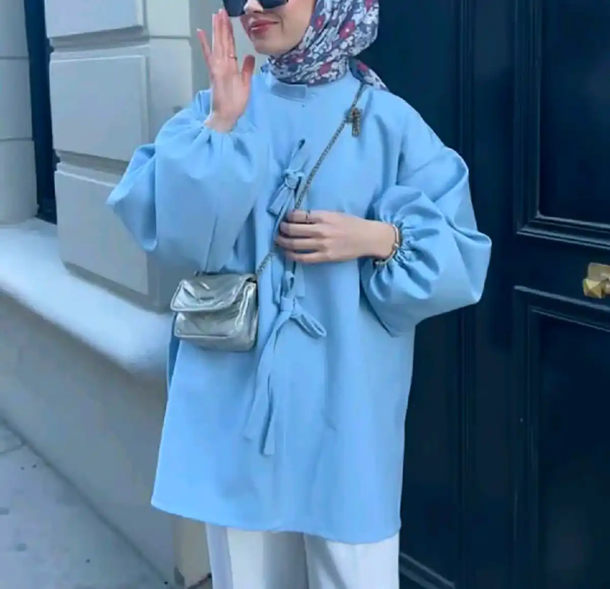 مانتو آبی کوتاه شیک
