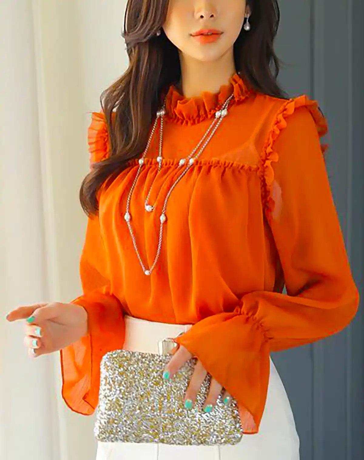 شومیز رنگی کرپ شیک