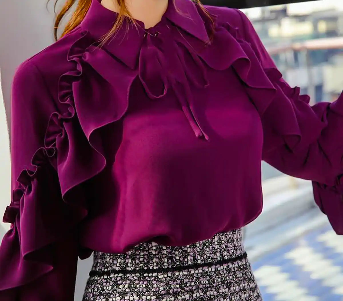شومیز رنگی کرپ شیک