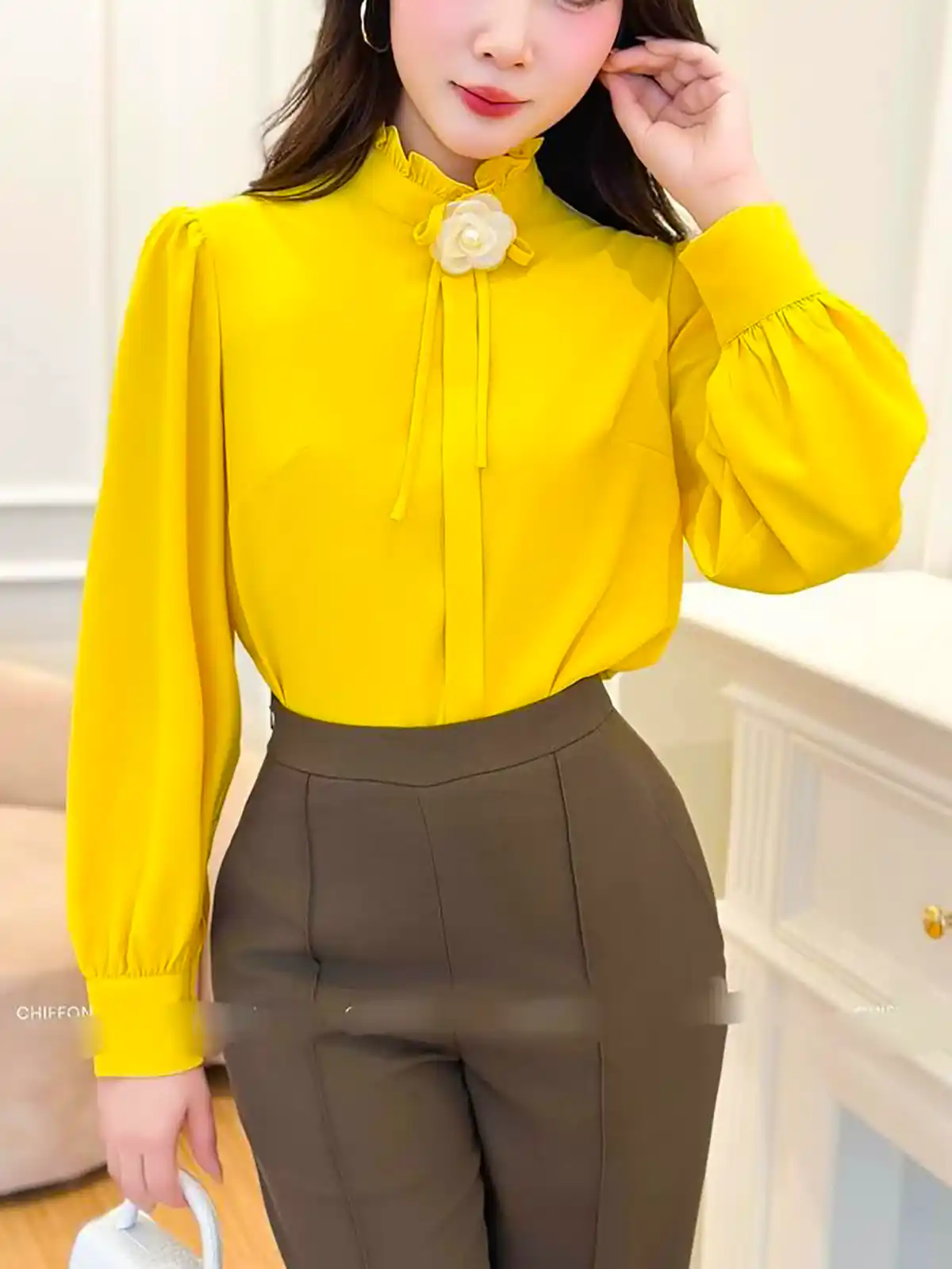 شومیز زرد زنانه