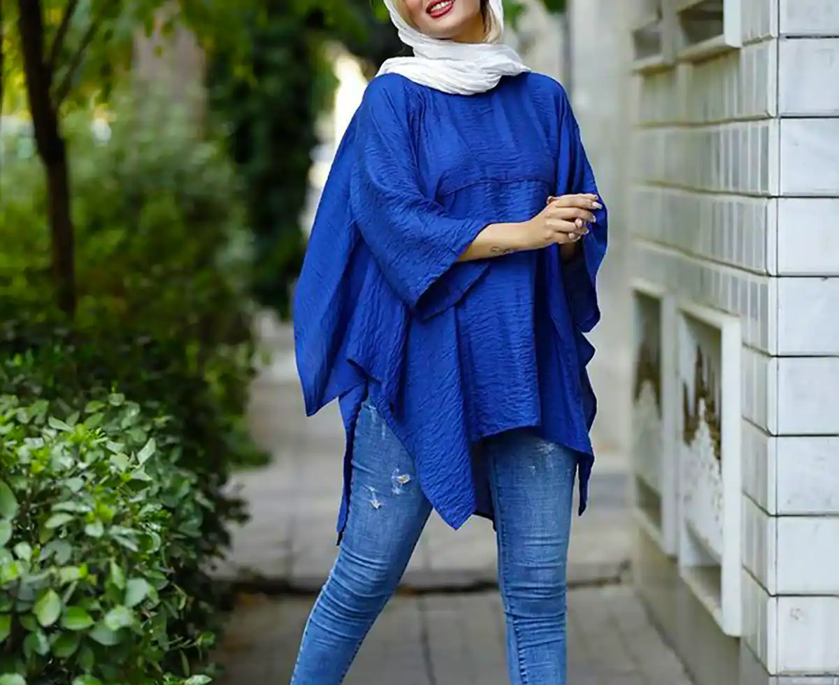 استایل مانتو مینیمال آبی