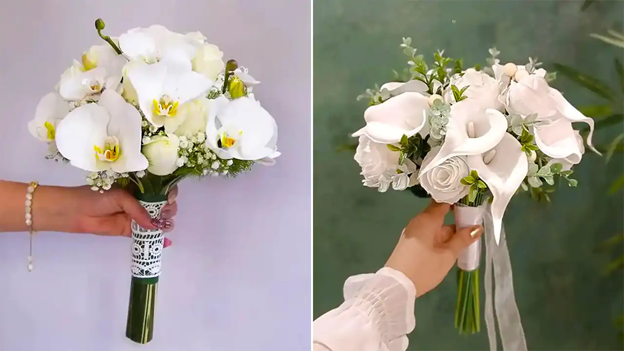 دسته گل سفید عروس