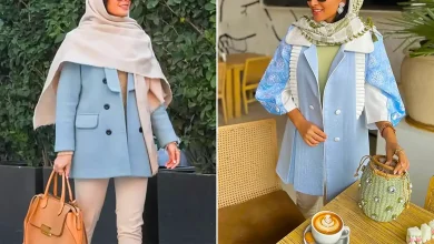 مانتو آبی آسمانی پاییزی