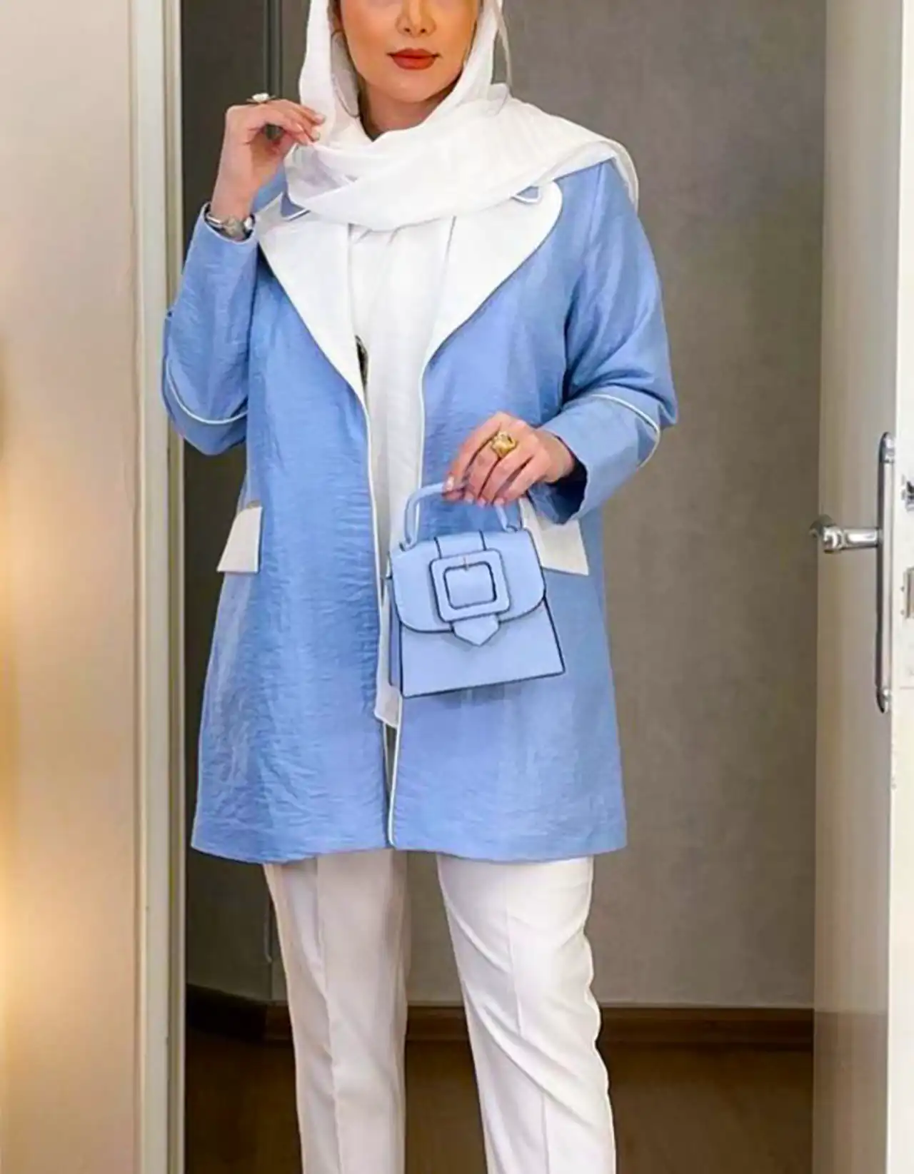 مانتو آبی آسمانی پاییزی