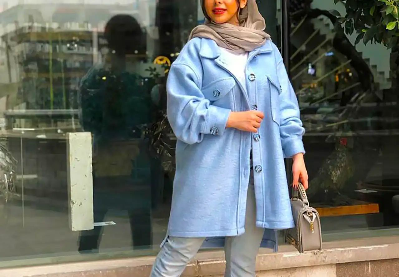 مانتو آبی آسمانی پاییزی