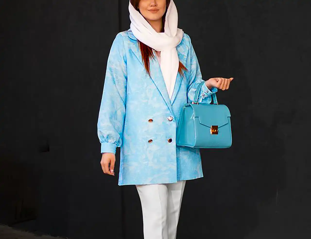 مانتو آبی آسمانی پاییزی