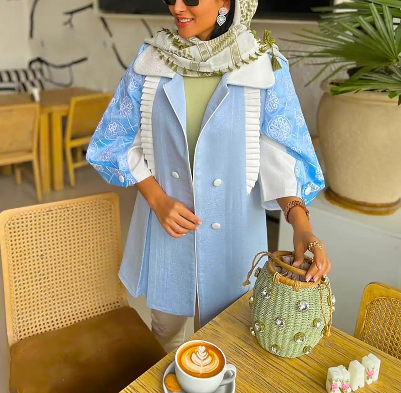 مانتو آبی آسمانی پاییزی