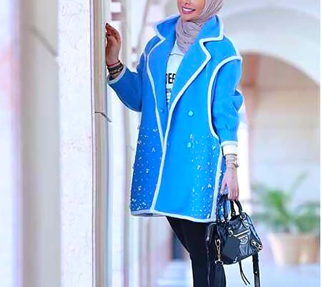 مانتو آبی آسمانی پاییزی