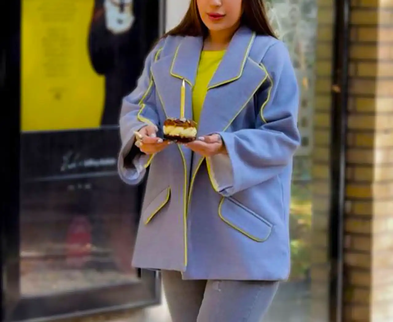 مانتو آبی آسمانی پاییزی