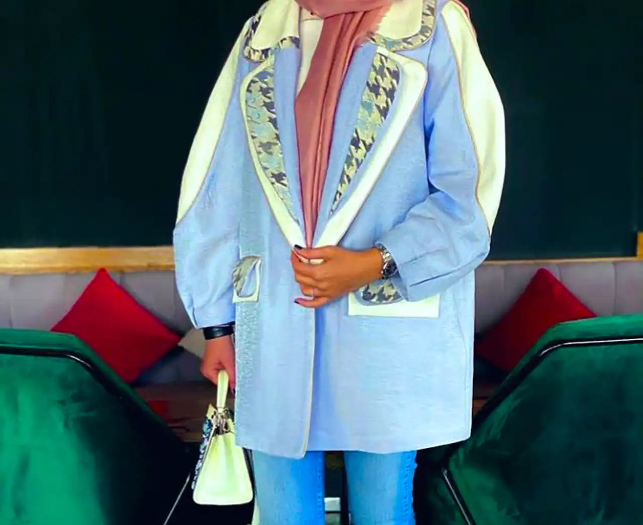 مانتو آبی آسمانی پاییزی