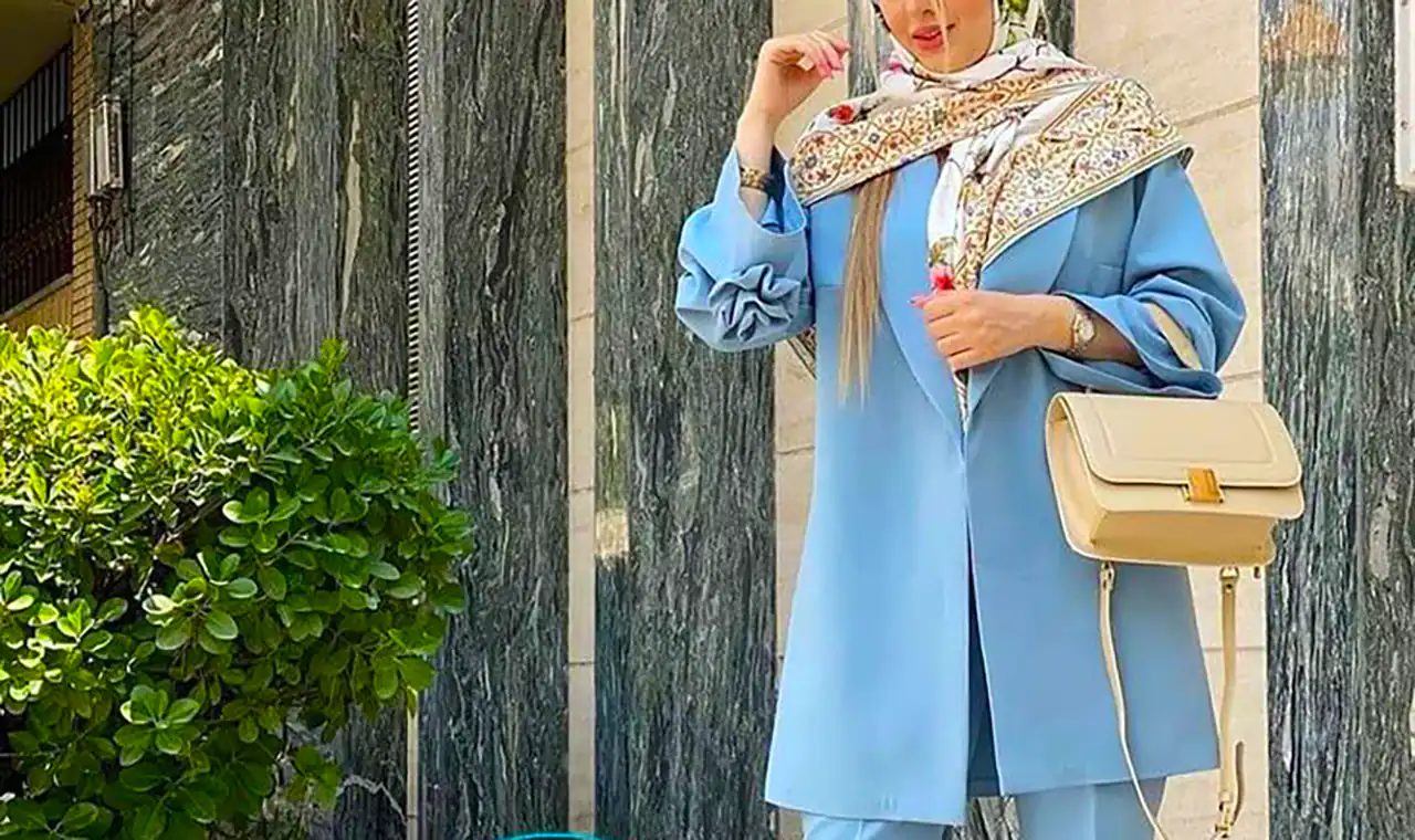 مانتو آبی آسمانی پاییزی