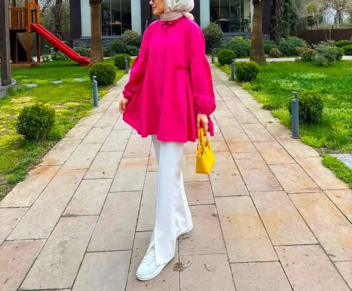 مانتو پیراهنی صورتی زنانه