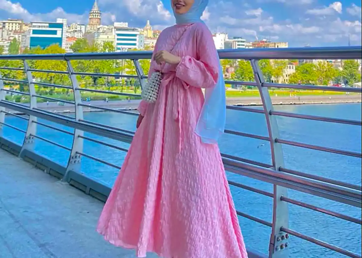 مانتو پیراهنی صورتی زنانه