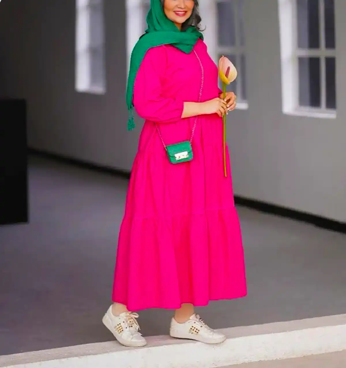 مانتو پیراهنی صورتی زنانه