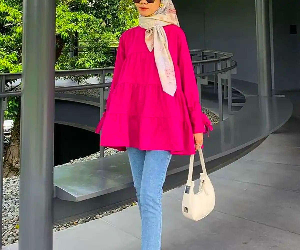 مانتو پیراهنی صورتی زنانه