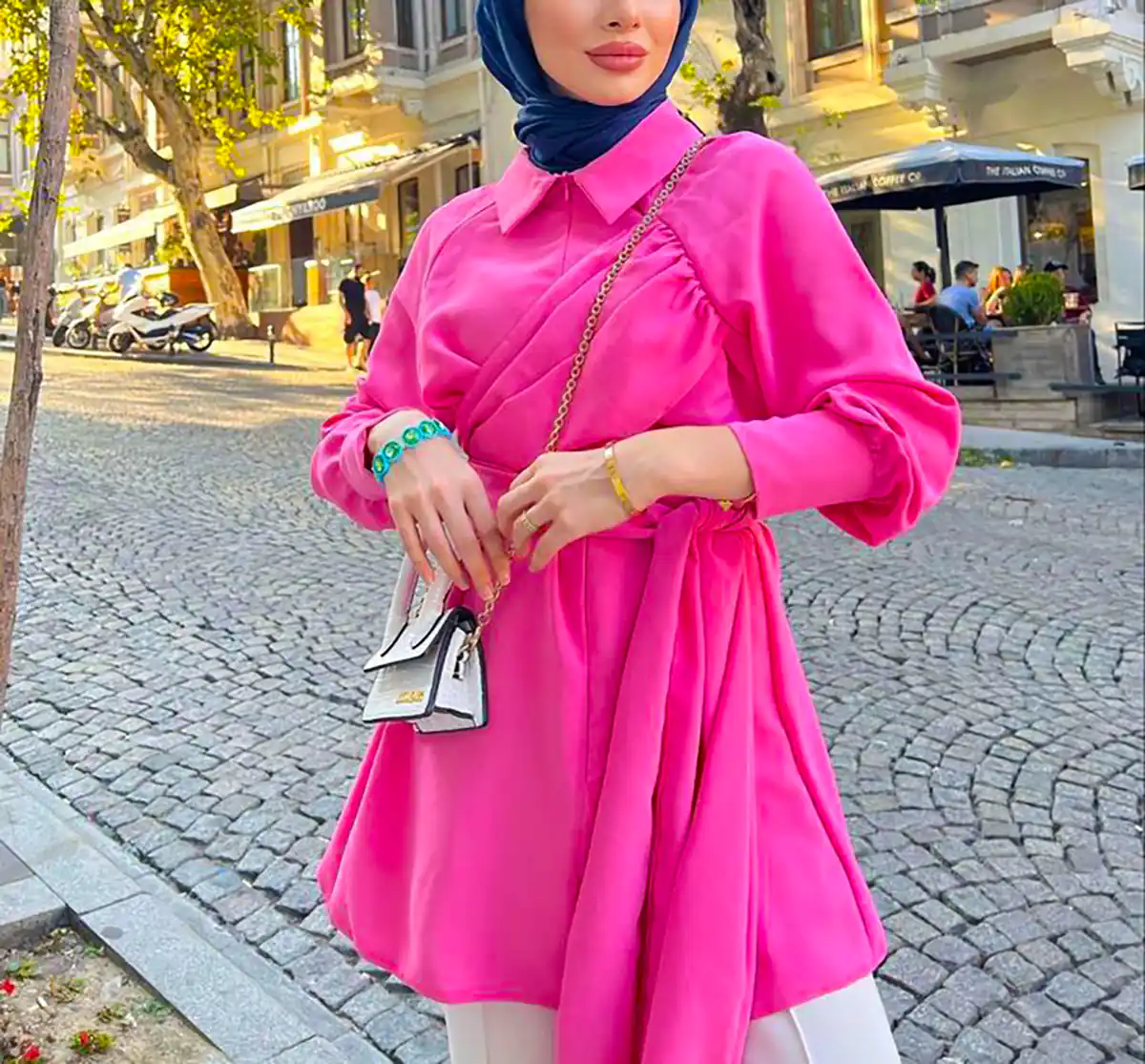 مانتو پیراهنی صورتی زنانه