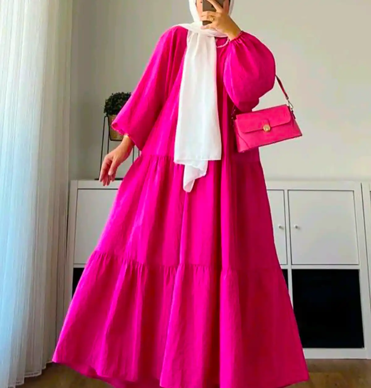 مانتو پیراهنی صورتی زنانه