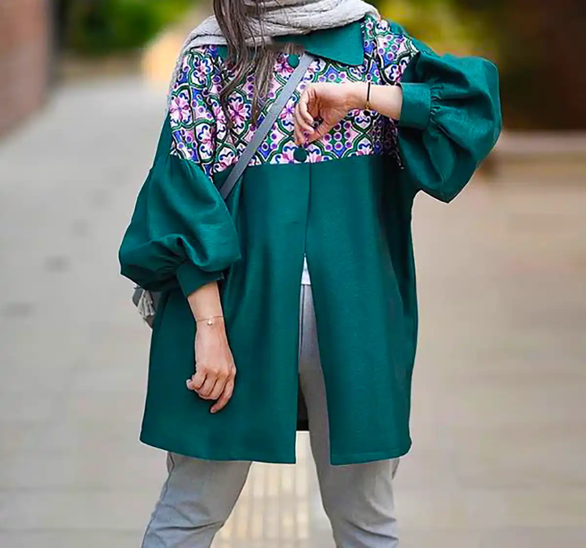مانتو سبز پاییزی زنانه