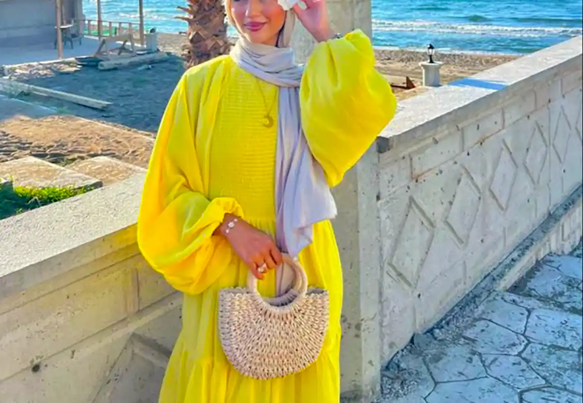 پیراهن مانتویی زرد شیک