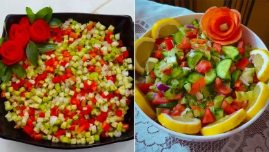 تزئین سالاد شیرازی خوشمزه