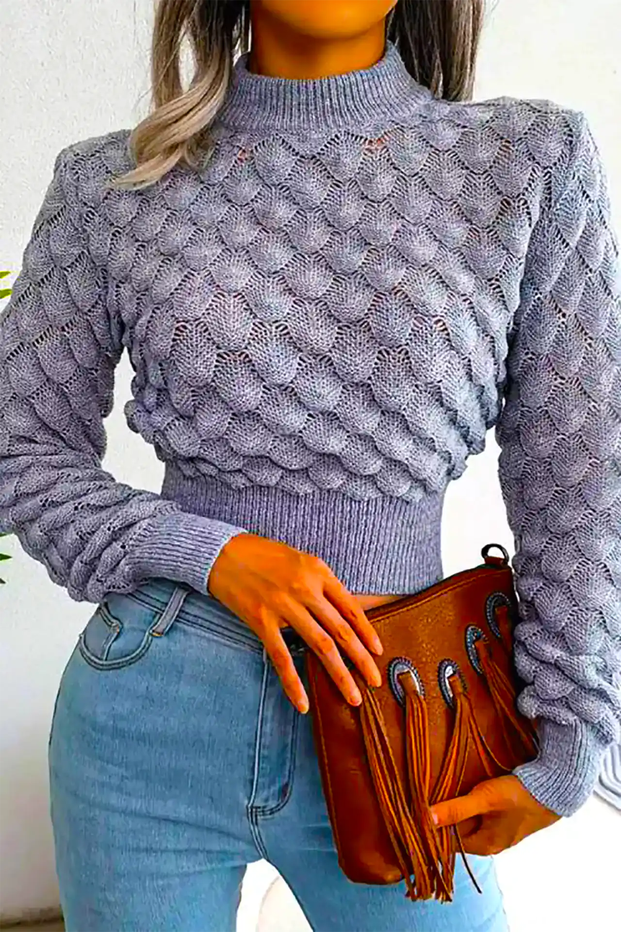 بلوز بافت طوسی زنانه