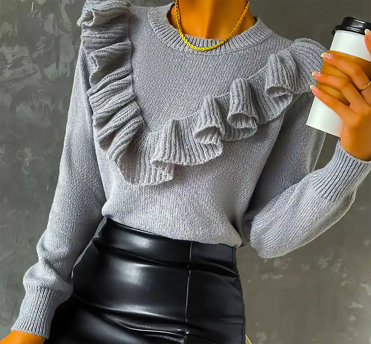 بلوز بافت طوسی زنانه