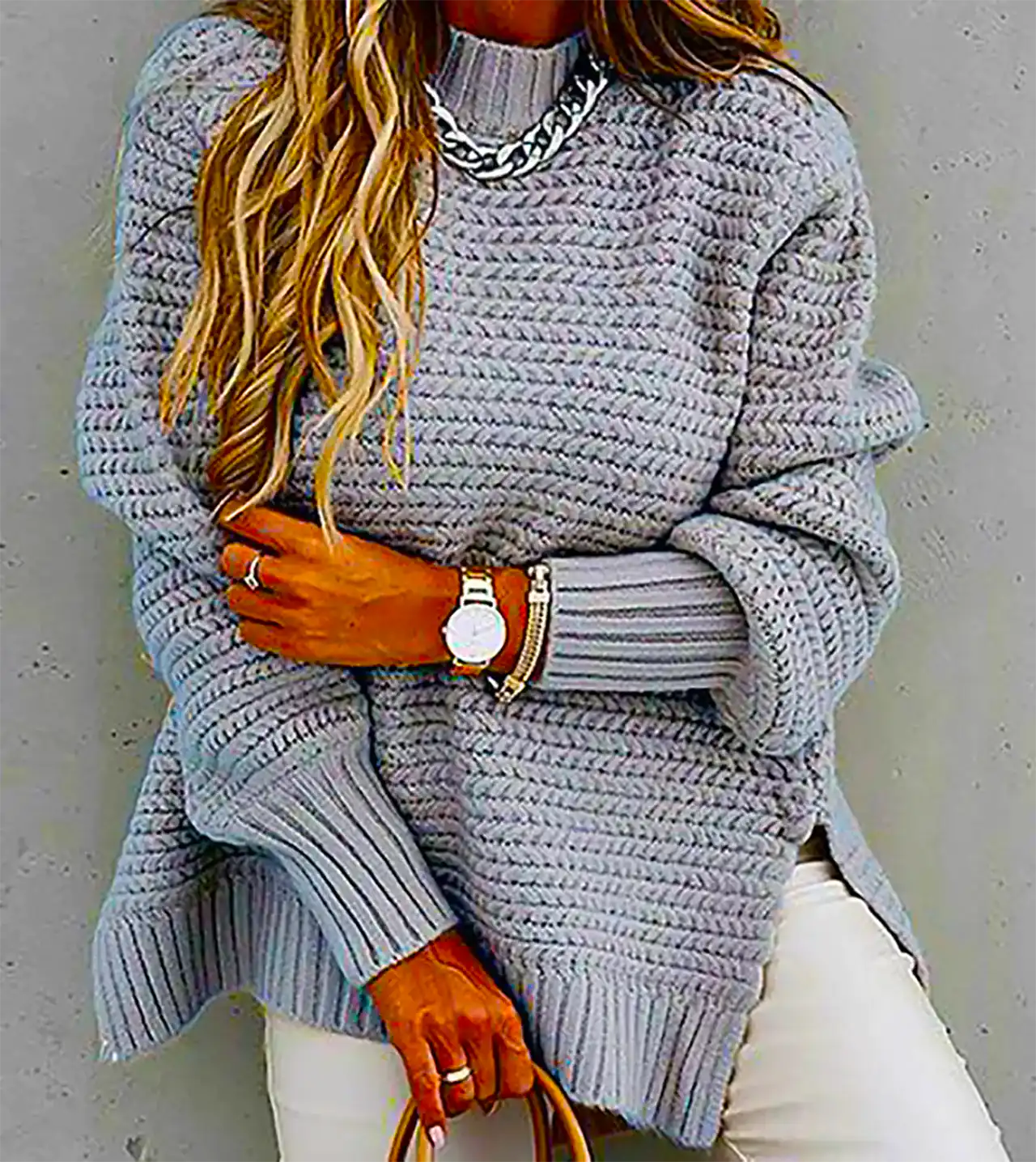 بلوز بافت طوسی زنانه