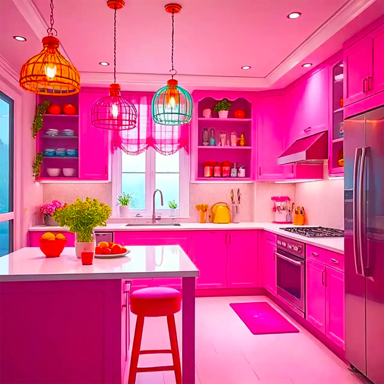 دکور آشپزخانه صورتی