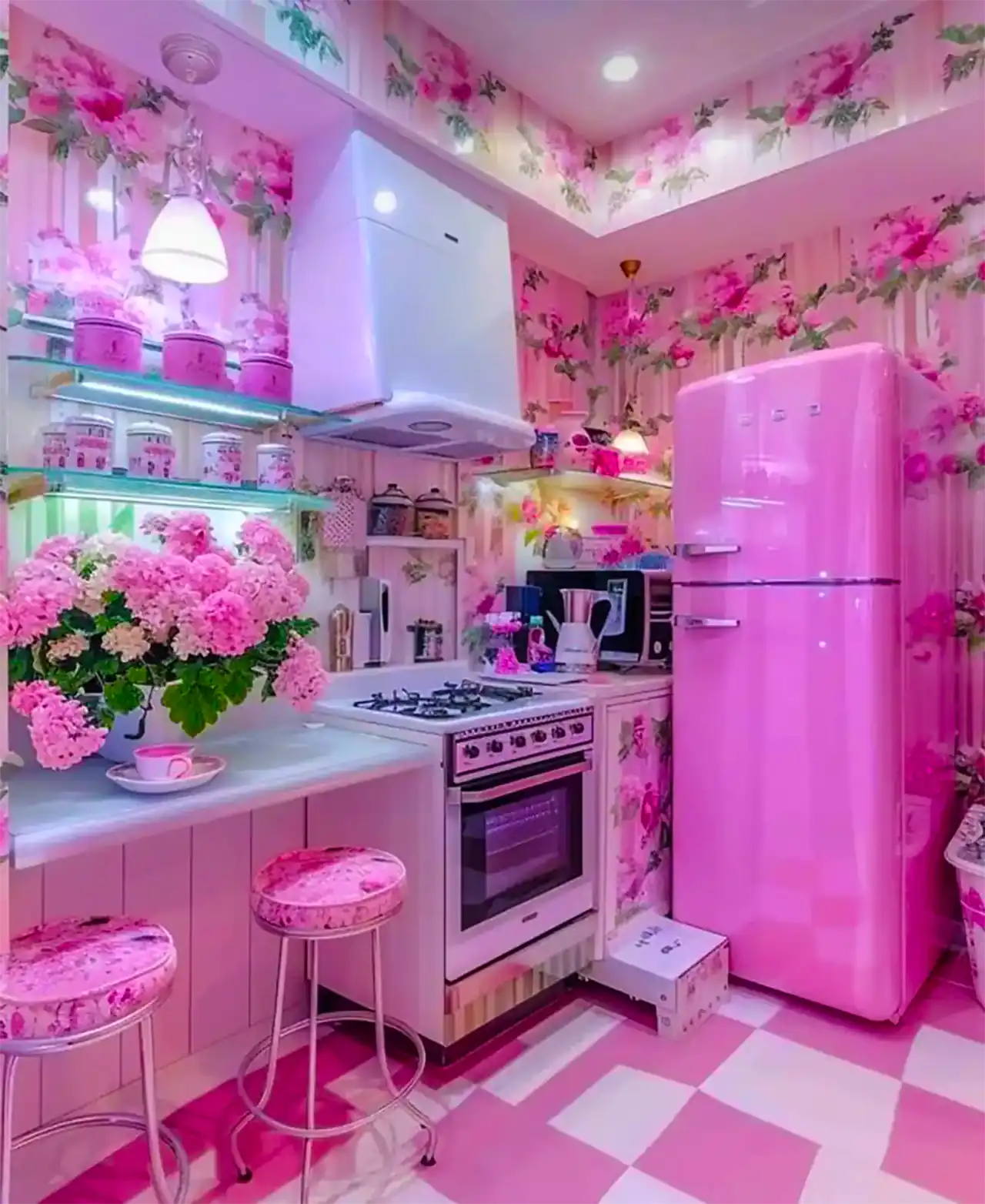 دکور آشپزخانه صورتی