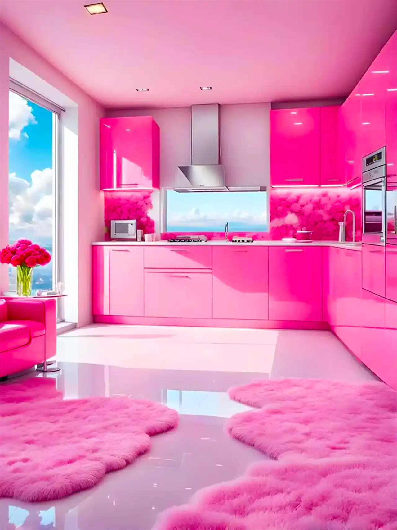 دکور آشپزخانه صورتی