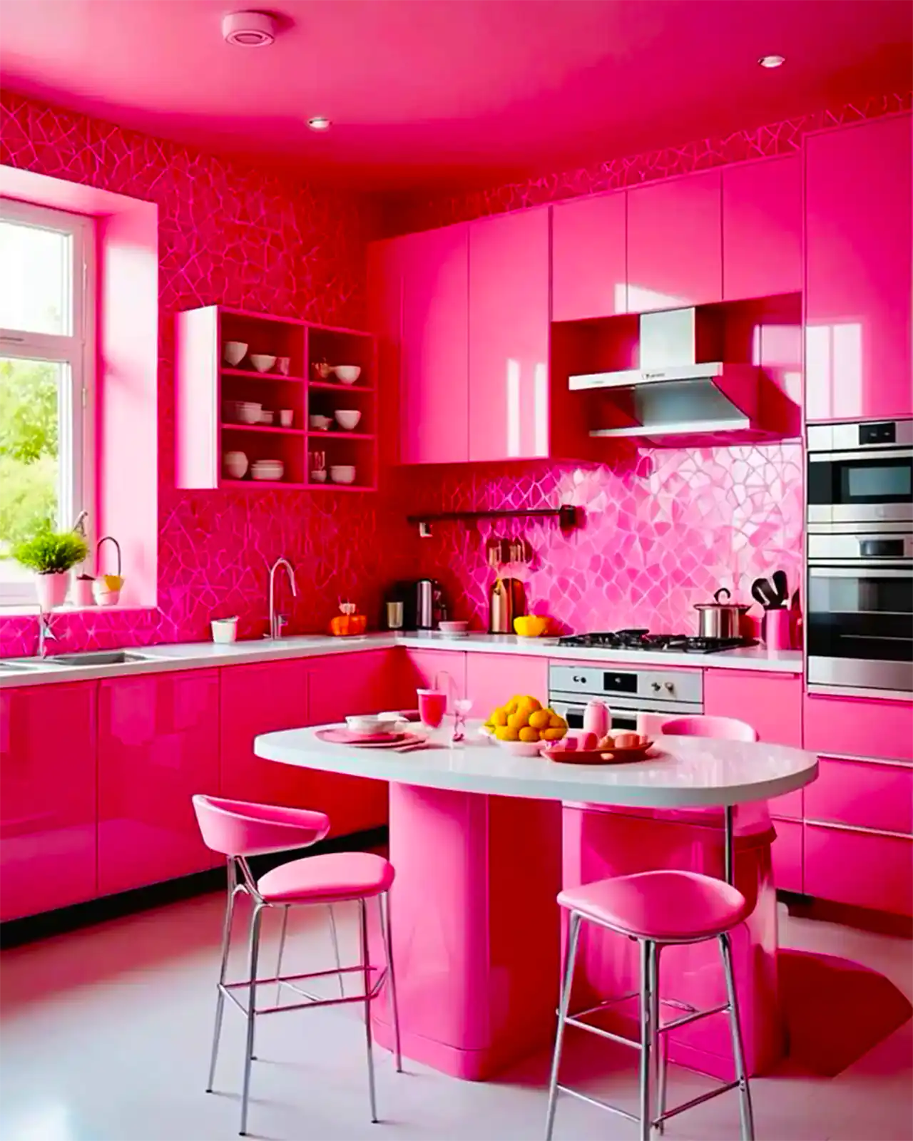 دکور آشپزخانه صورتی