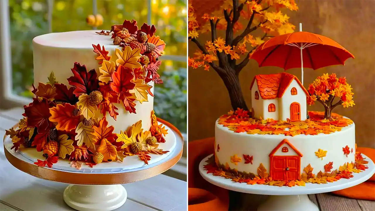 کیک تولد با تم پاییز