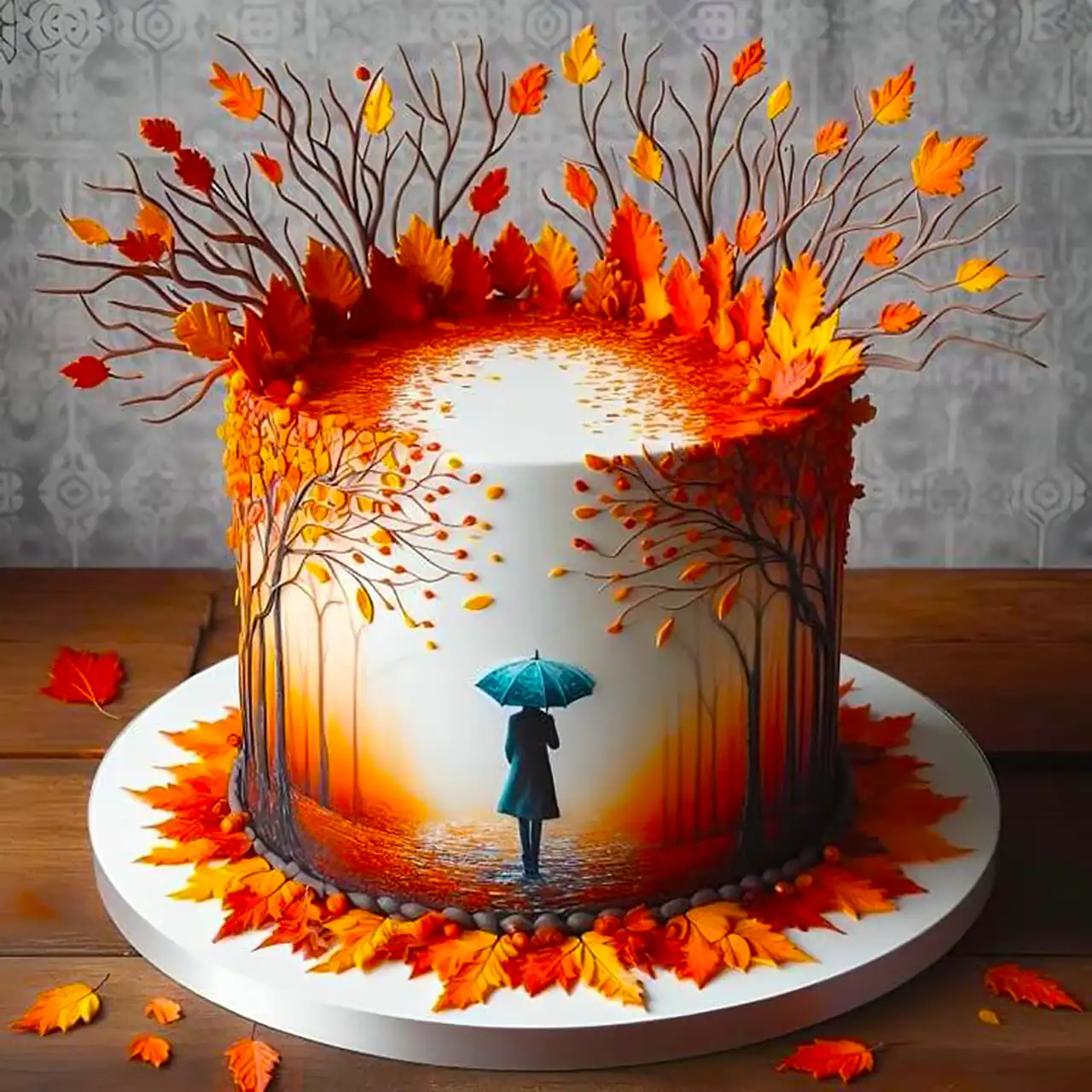 کیک تولد با تم پاییز