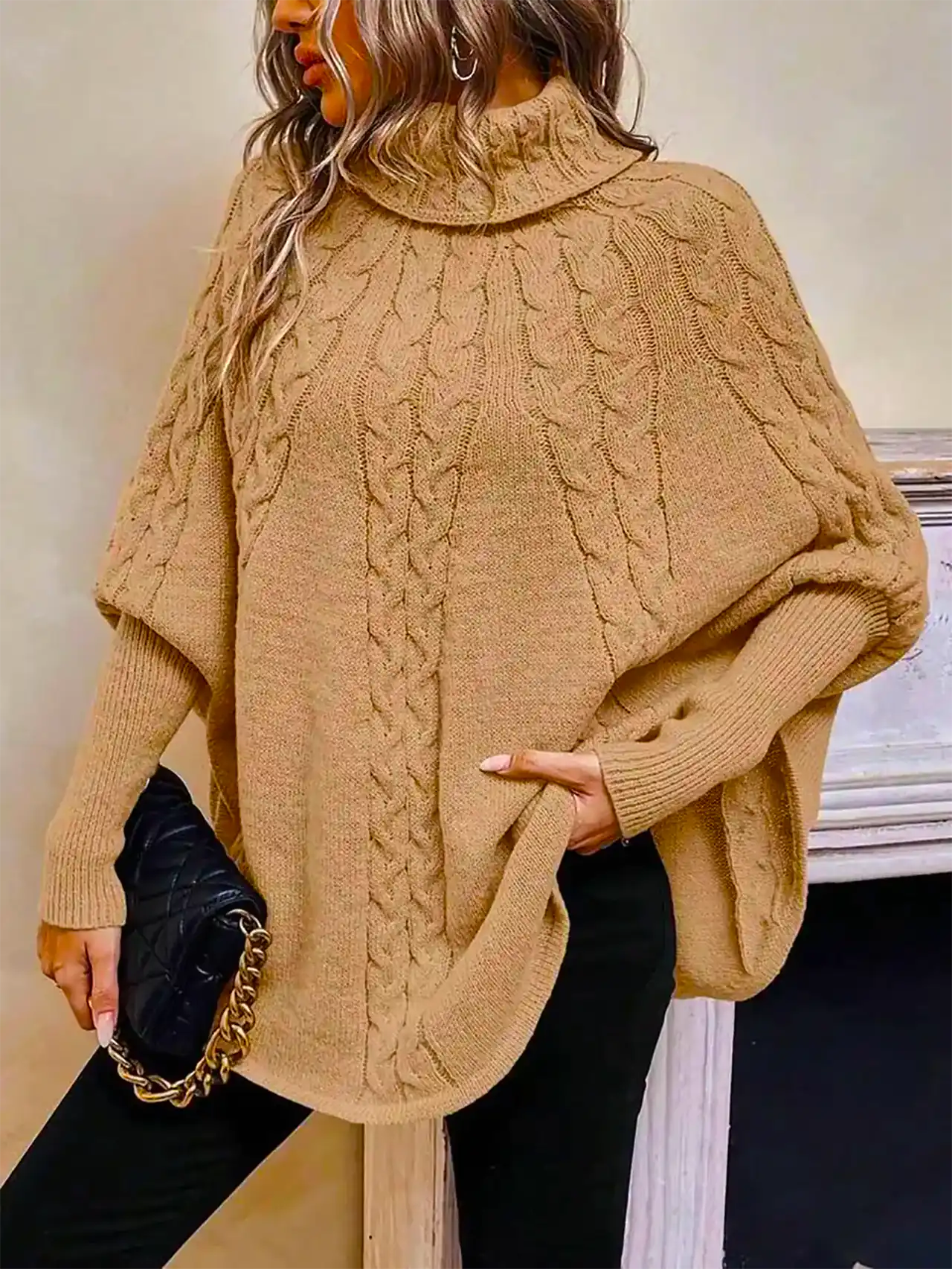 پانچو بافتنی پاییزی