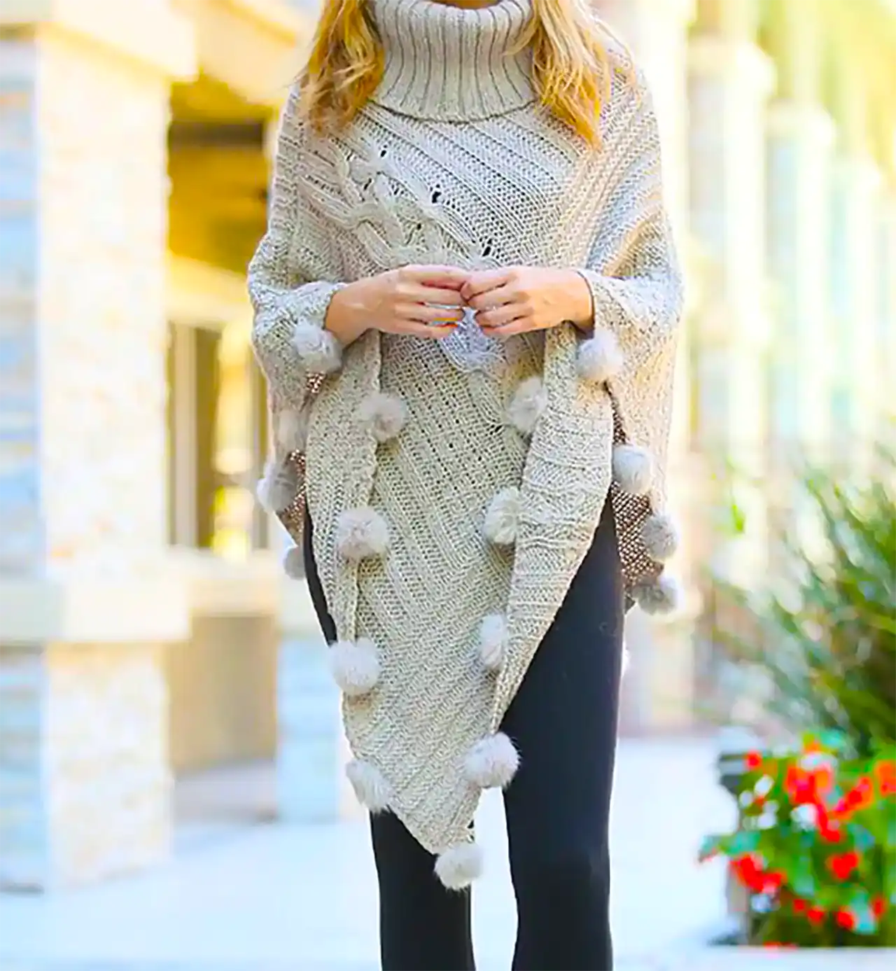 پانچو بافتنی پاییزی