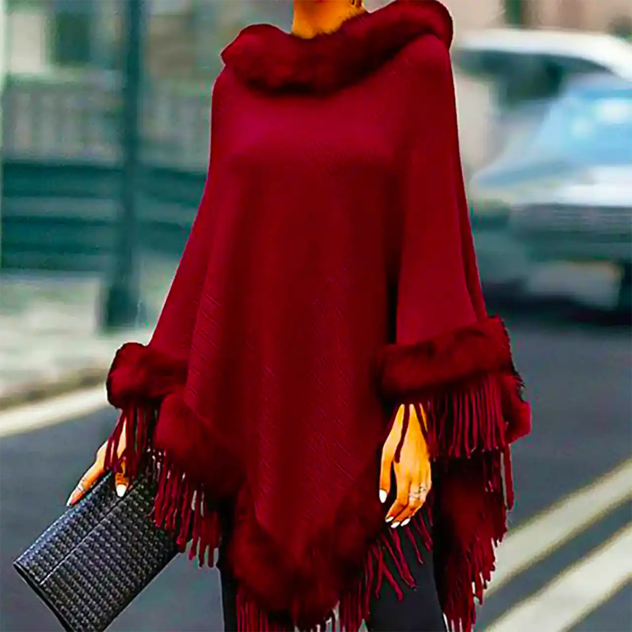 پانچو بافتنی پاییزی