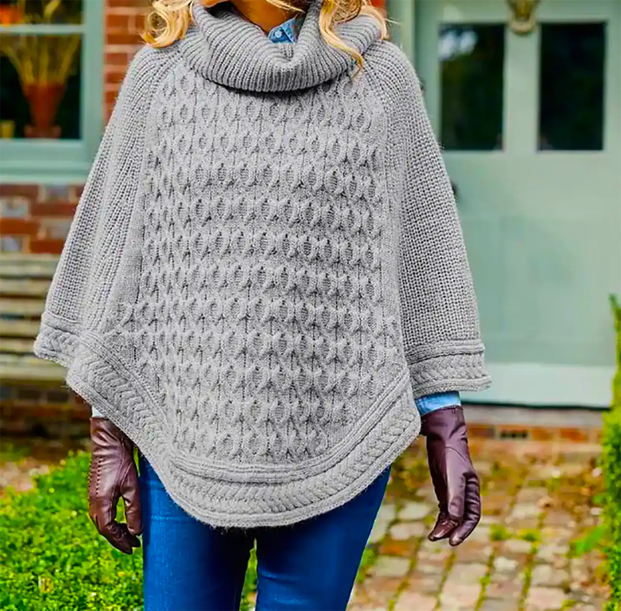 پانچو بافتنی پاییزی