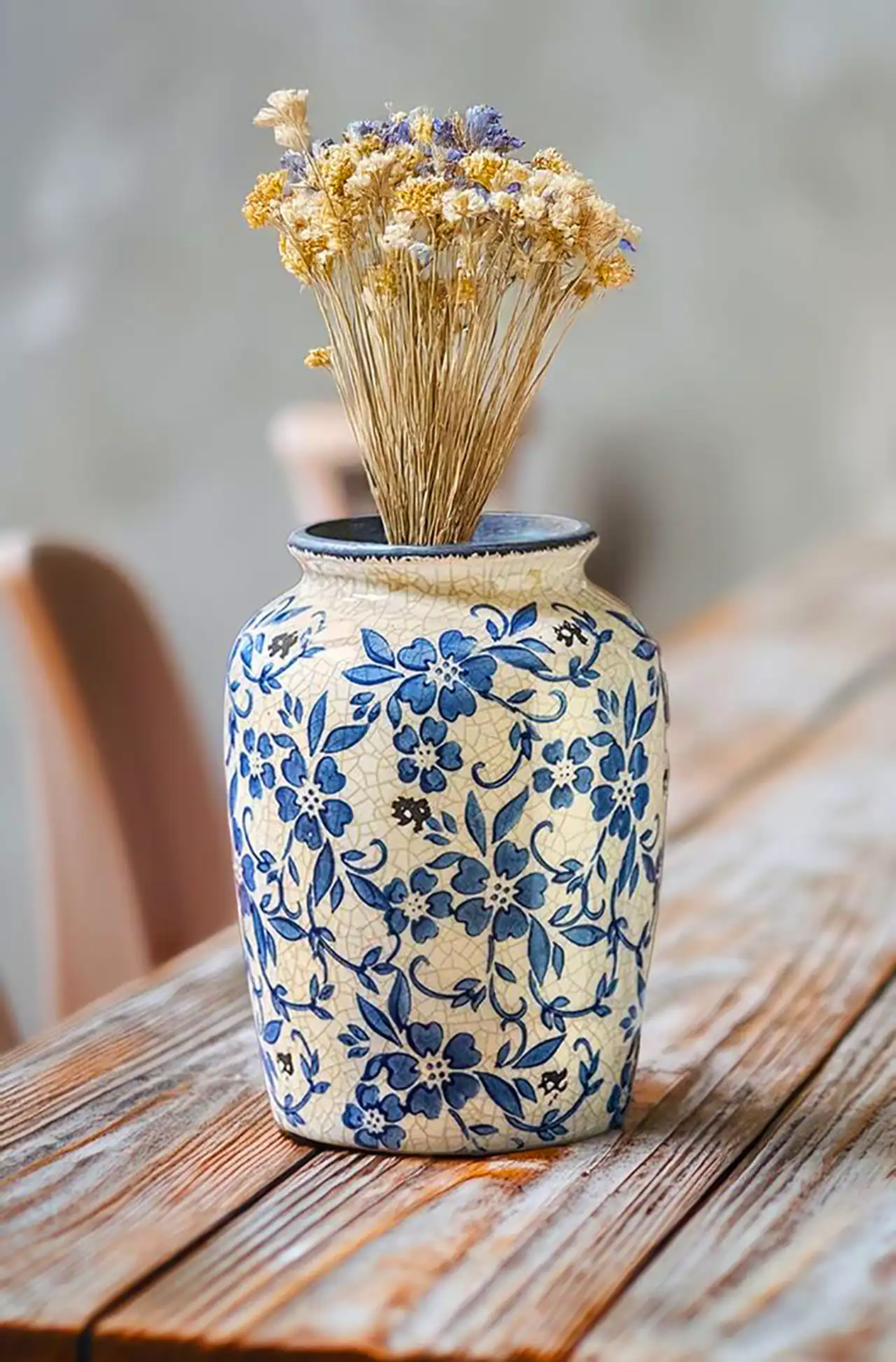 گلدان سرامیکی آبی سفید