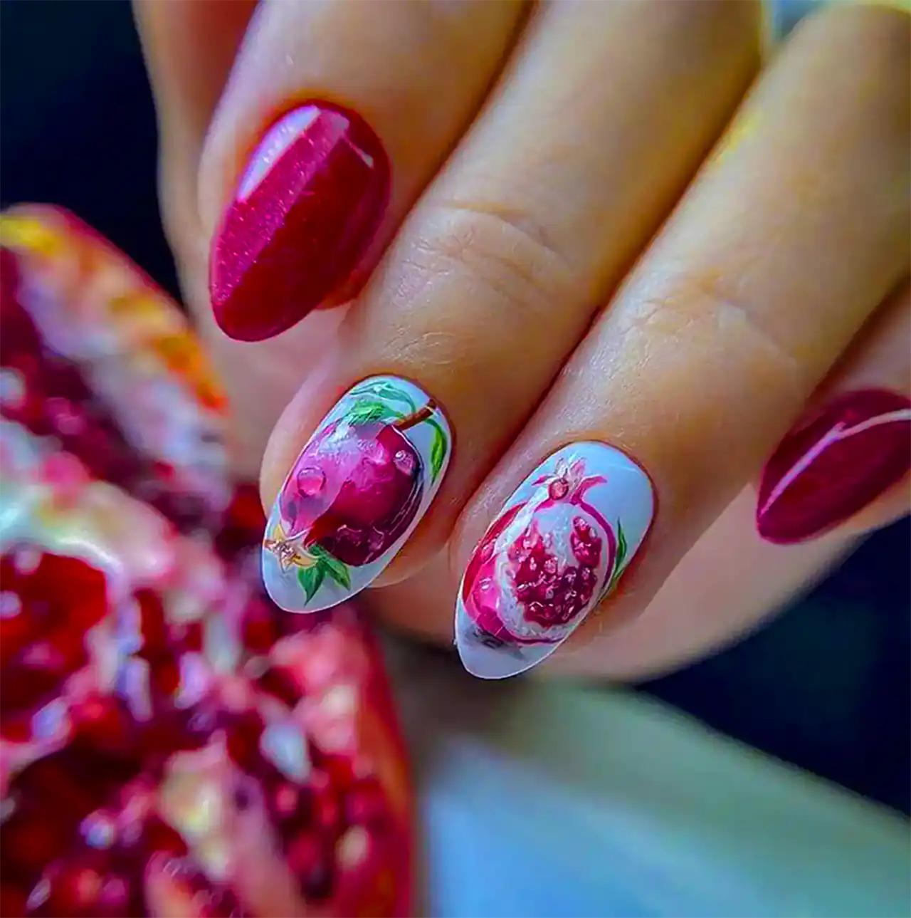 کاشت ناخن با تم یلدا