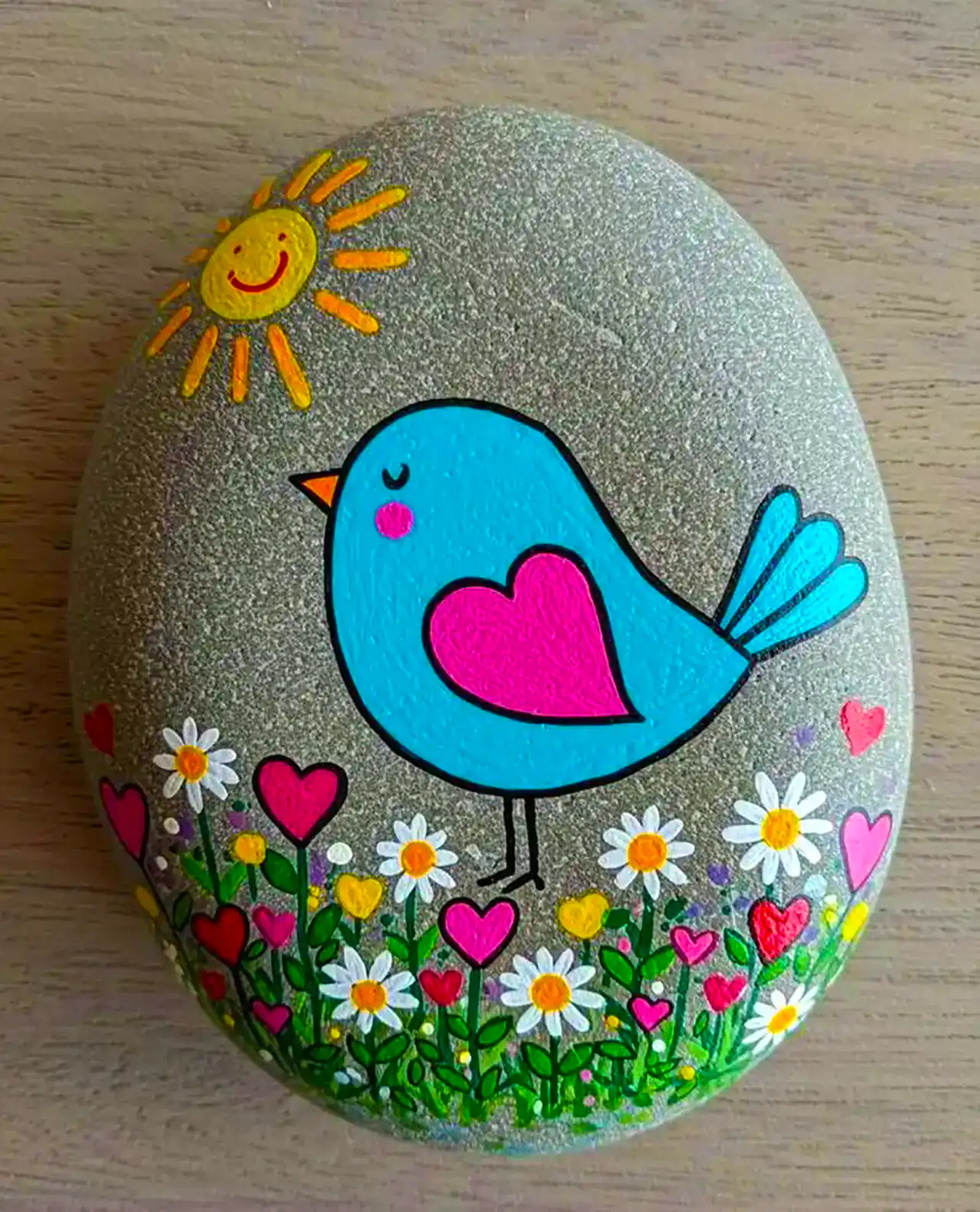 نقاشی روی سنگ رودخانه