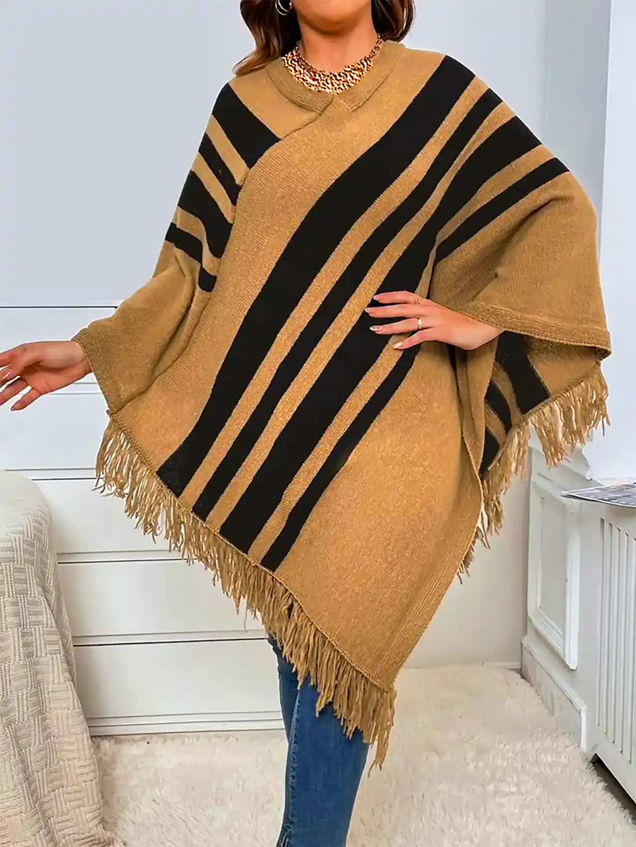 پانچو بافتنی شیک