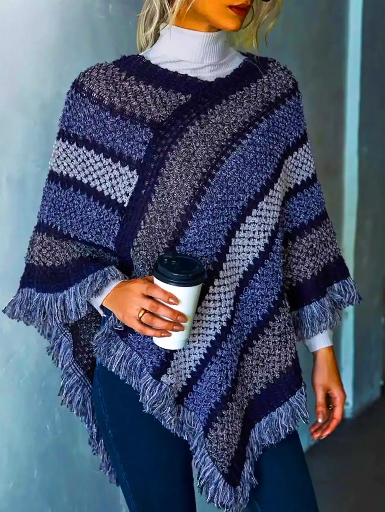 پانچو بافتنی شیک