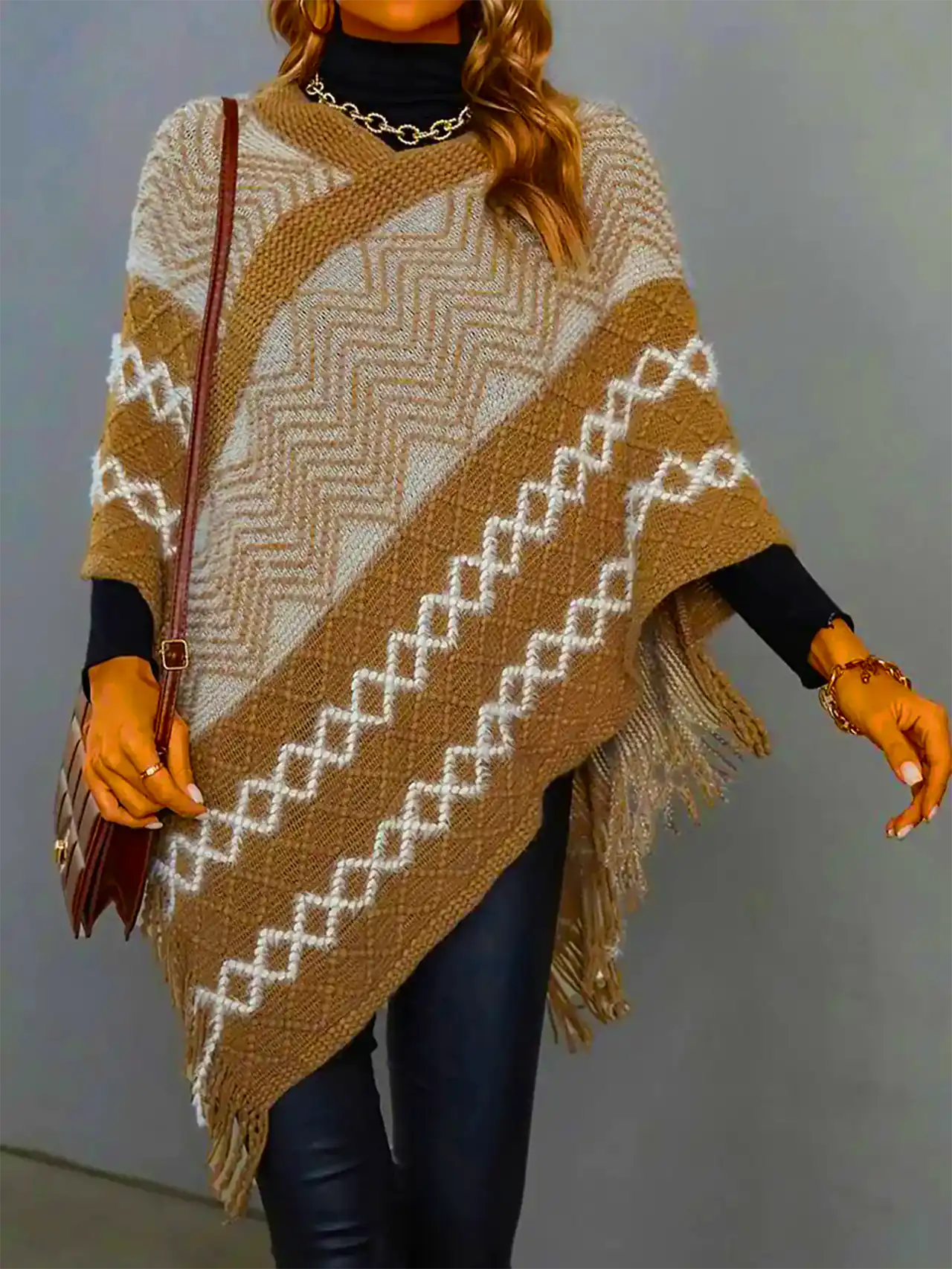 پانچو بافتنی شیک