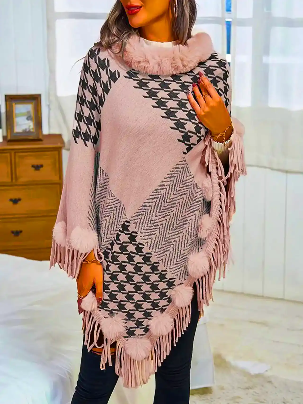 پانچو بافتنی شیک