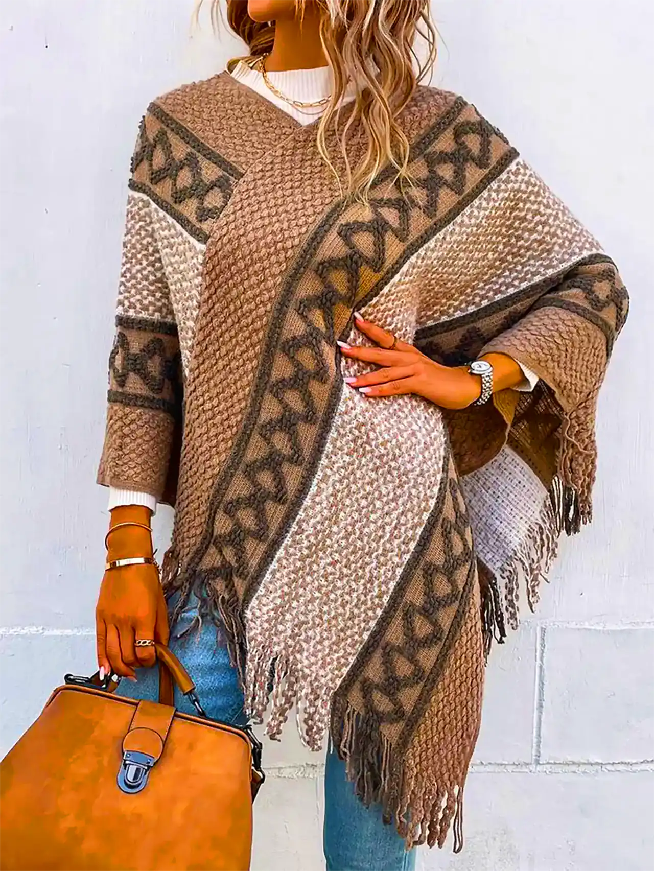 پانچو بافتنی شیک